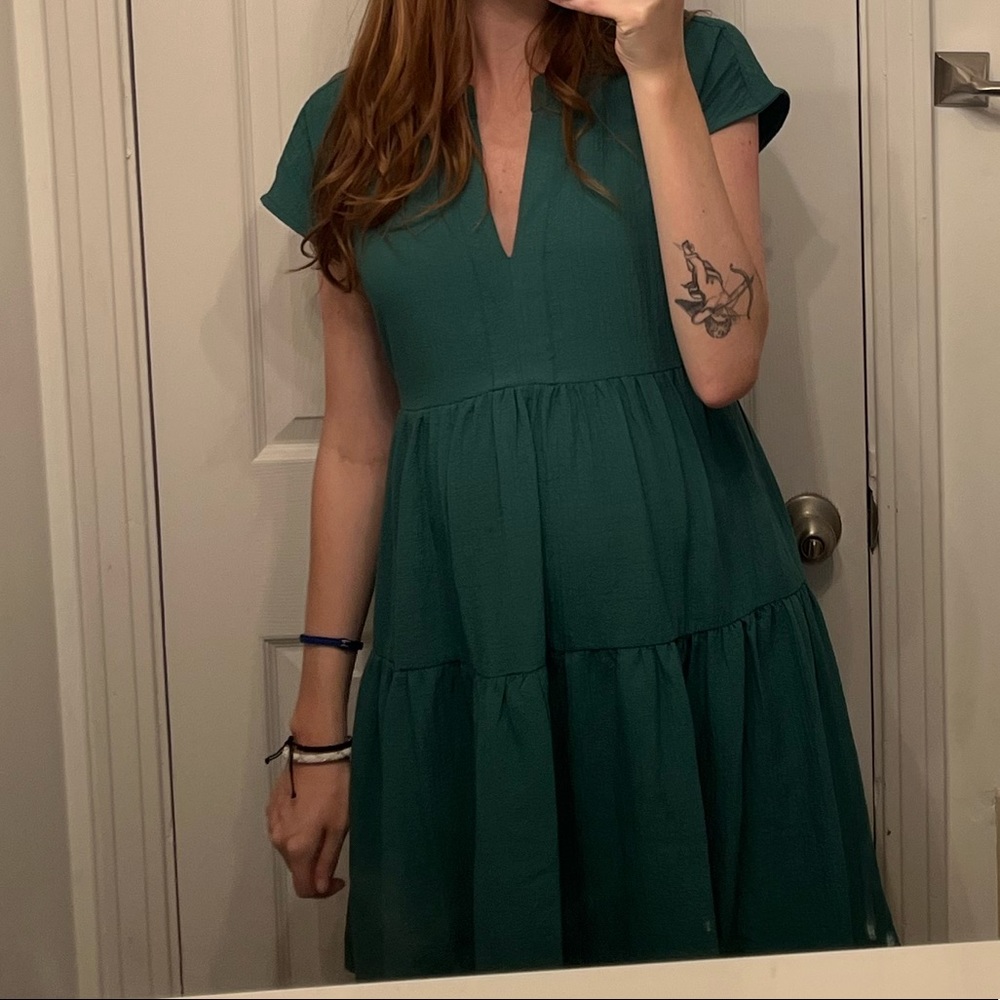 Calvin Klein emerald green shirt sleeve dress